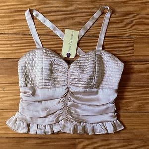 3/$15 🦋Worn Once Band of Gypsies Nude Blush Satin Ruched Corset Top Sz S